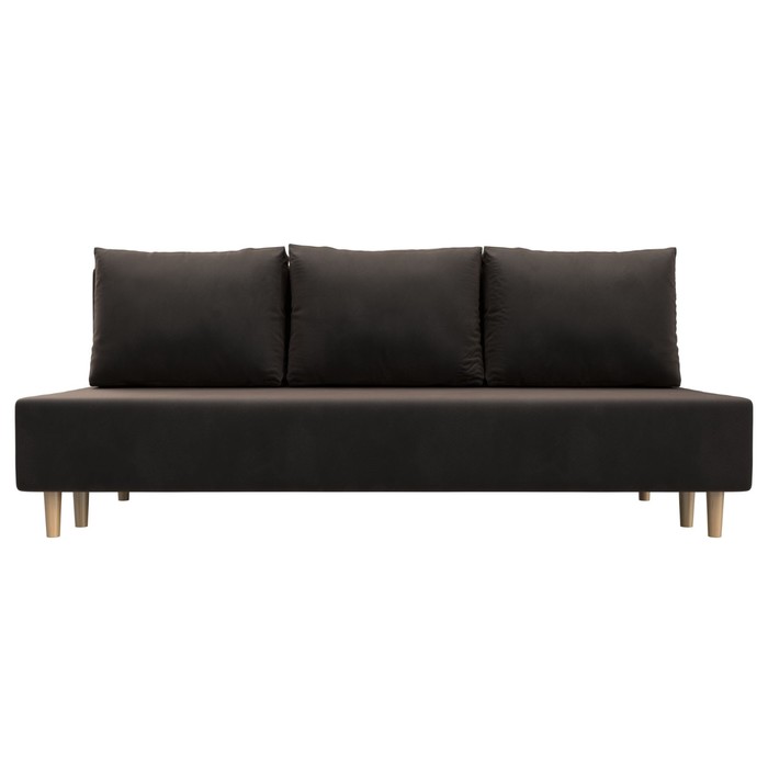 Прямой диван «Лига 033», механизм еврокнижка, ППУ, велюр, цвет коричневый - Фото 1