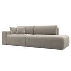 Прямой диван «Лига 036 Модерн», подлокотник слева, еврокнижка, микровельвет, бежевый - Фото 1