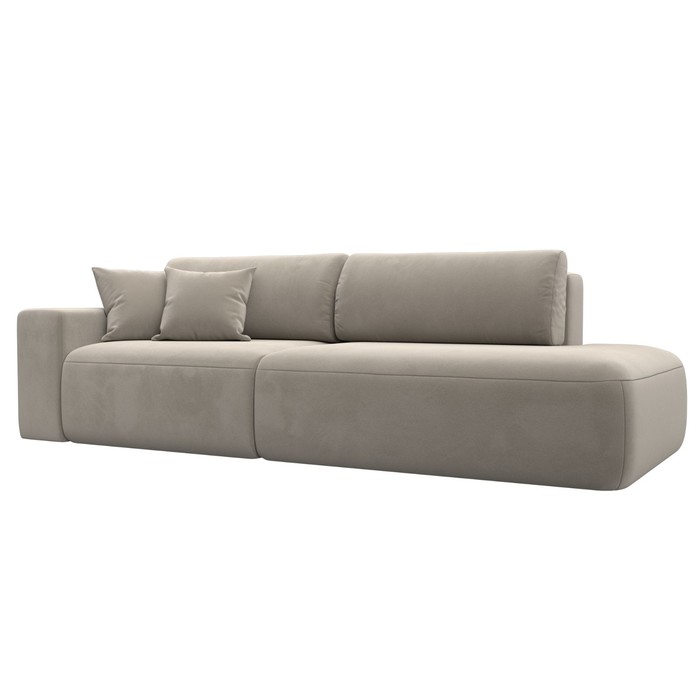 Прямой диван «Лига 036 Модерн», подлокотник слева, еврокнижка, микровельвет, бежевый - Фото 1