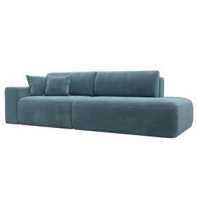 Прямой диван «Лига 036 Модерн», подлокотник слева, еврокнижка, велюр, бирюзовый