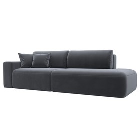 Прямой диван «Лига 036 Модерн», подлокотник слева, еврокнижка, велюр, серый