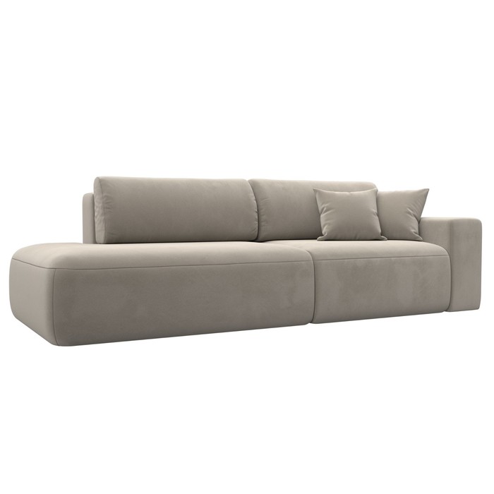 Прямой диван «Лига 036 Модерн», подлокотник справа, еврокнижка, микровельвет, бежевый - Фото 1