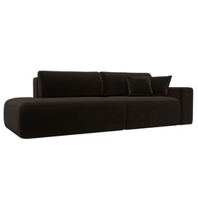 Прямой диван «Лига 036 Модерн», подлокотник справа, еврокнижка, микровельвет, коричневый