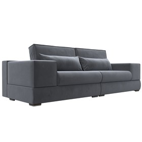 Прямой диван «Лига 037», механизм пантограф, НПБ, велюр, цвет серый