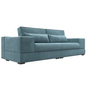 Прямой диван «Лига 037», механизм пантограф, НПБ, велюр, цвет бирюзовый