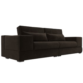 Прямой диван «Лига 037», механизм пантограф, НПБ, микровельвет, цвет коричневый
