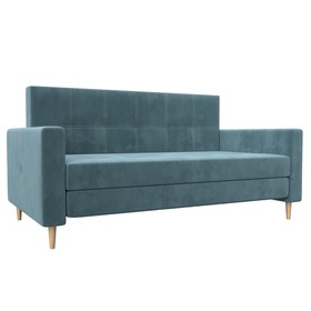 Прямой диван «Лига 038», механизм раскладушка, ППУ, велюр, цвет бирюзовый