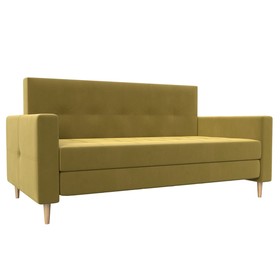 Прямой диван «Лига 038», механизм раскладушка, ППУ, микровельвет, цвет жёлтый