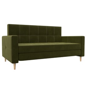 Прямой диван «Лига 038», механизм раскладушка, ППУ, микровельвет, цвет зелёный