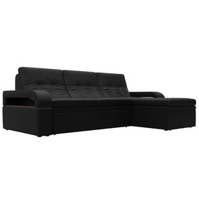 Угловой диван «Лига 035», правый угол, механизм дельфин, ППУ, экокожа, цвет чёрный