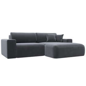 Угловой диван «Лига 036 Классик», правый угол, механизм еврокнижка, НПБ, велюр, серый