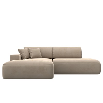 Угловой диван «Лига 036 Модерн», левый угол, механизм еврокнижка, НПБ, велюр, бежевый