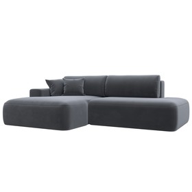 Угловой диван «Лига 036 Модерн», левый угол, механизм еврокнижка, НПБ, велюр, серый