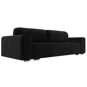 Прямой диван «Лига 029», механизм пантограф, НПБ, велюр, цвет чёрный