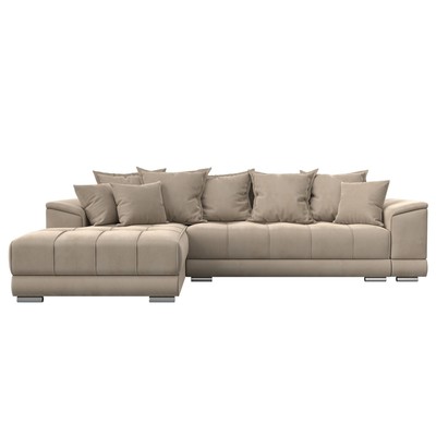Угловой диван «НордСтар», левый угол, механизм еврокнижка, ППУ, велюр, цвет бежевый