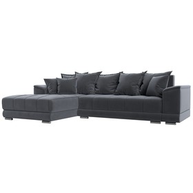 Угловой диван «НордСтар», левый угол, механизм еврокнижка, ППУ, велюр, цвет серый
