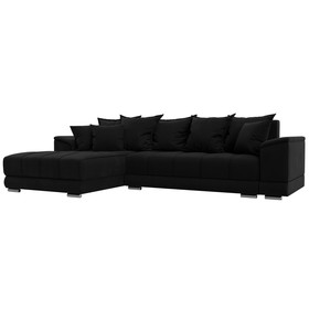 Угловой диван «НордСтар», левый угол, механизм еврокнижка, ППУ, микровельвет, цвет чёрный