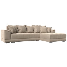 Угловой диван «НордСтар», правый угол, механизм еврокнижка, ППУ, велюр, цвет бежевый