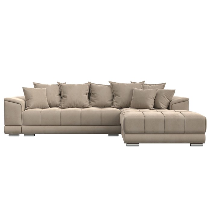 Угловой диван «НордСтар», правый угол, механизм еврокнижка, ППУ, велюр, цвет бежевый - Фото 1