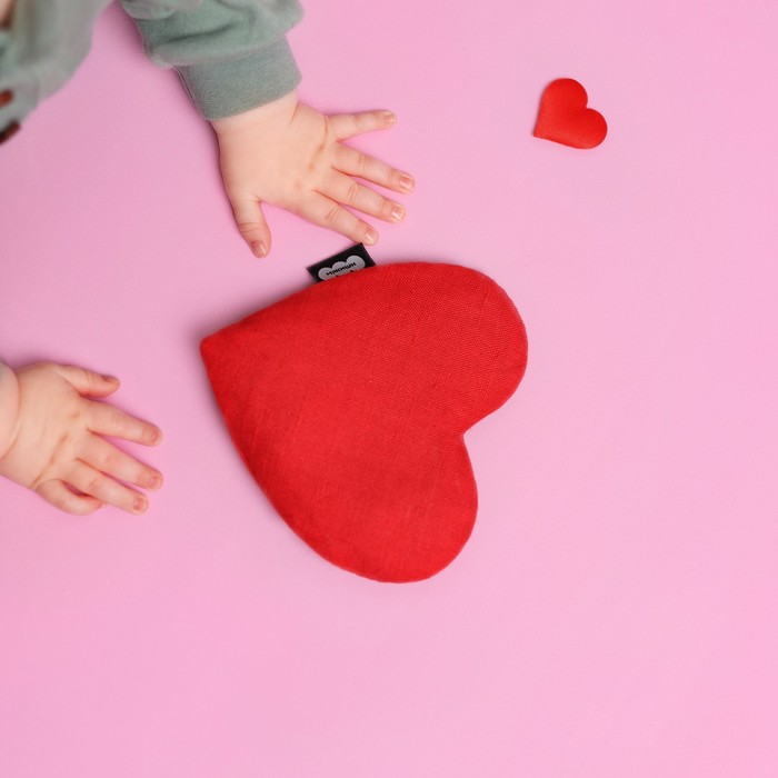 Развивающая игрушка — грелка «Сердце», с вишнёвыми косточками, 26 см - фото 1909657134