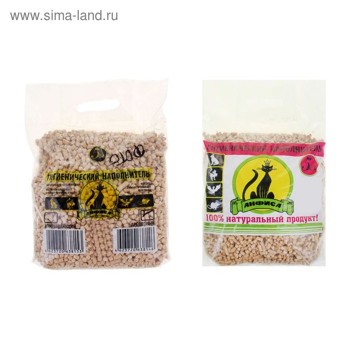 Наполнитель древесный "Анфиса", белый (гранулы 6 мм), 5 л - Фото 1