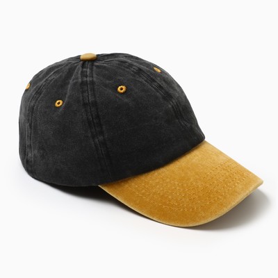 Кепка мужская MINAKU, размер 56-58, 100% хлопок, чёрная/жёлтая