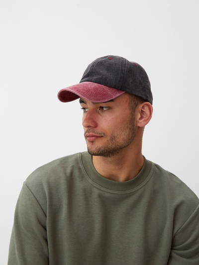 Кепка мужская MINAKU, размер 56-58, 100% хлопок, малиновая/чёрная