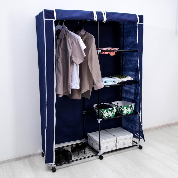 Шкаф для одежды, 119×44×172 см, цвет синий - Фото 1