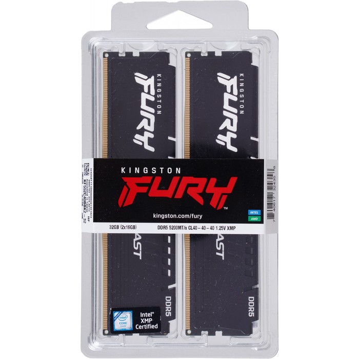 Память DDR5 2x16GB 5200MHz Kingston KF552C40BBK2-32 Fury Beast RTL Gaming PC5-41600 CL40 DI   102936 - фото 51564911