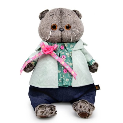 Мягкая игрушка «Басик», в твидовом пиджаке с розой, 25 см