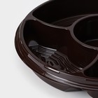Менажница одноразовая, пластик, d=26 см, h=4.2 см, 5 секций, дно, круглая, коричневая - Фото 3