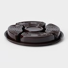 Менажница одноразовая, пластик, d=26 см, h=4.2 см, 5 секций, дно, круглая, коричневая - Фото 4