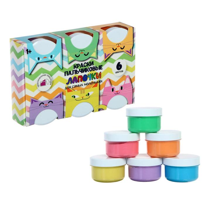 Краски пальчиковые набор 6 цветов × 60 мл, Спектр, 360 мл, «Лапочки» (от 1 года ) - Фото 1