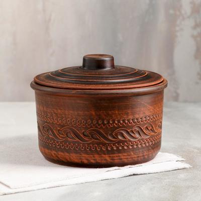 Кастрюля, декор, красная глина, 1.6 л, микс