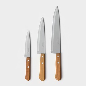 Набор кухонных ножей TRAMONTINA «Поварская тройка», 3 предмета: лезвие 12,5 см, 17,5 см, 23 см, ручка деревянная