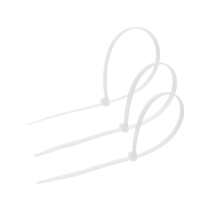 Хомут нейлоновый для стяжки, ТУНДРА, 7.6×350 мм, белый, 100 шт. - Фото 1