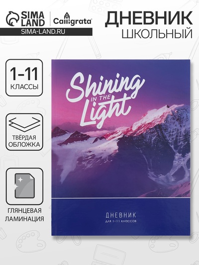 Дневник школьный для 1-11 классов Shining in the light, твёрдая обложка, глянцевая ламинация, 40 листов