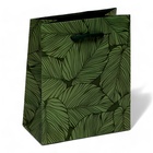 Пакет подарочный "Зелёные листья" , 11,5 х 14,5 х 6,5 см - Фото 1