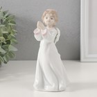 Сувенир керамика "Ангел в белом  платье со сложенными руками" 7,5х8х16 см - фото 321631069
