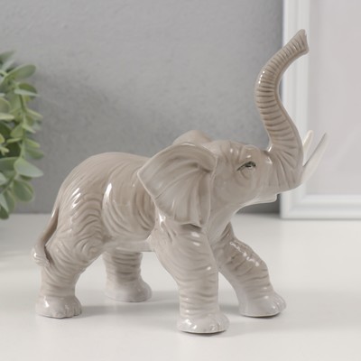 Сувенир керамика "Серый слон с хоботом вверх" 8х16х16,5 см