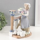 Сувенир керамика "Девушка с цветами в окружении кроликов" 11,5х16х23 см - фото 321631081