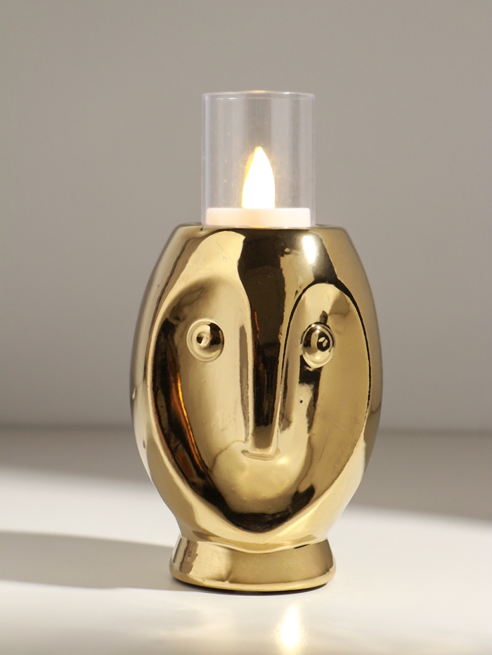 Подсвечник на 1 свечу «Сова Сипуха», d=3.5 см, золото, 9×8.5×12.5 см