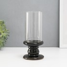Подсвечник керамика, стекло на 1 свечу "Веллис" d=8 см чёрный 10х10х21,5 см - фото 321631132