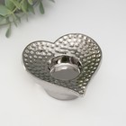 Подсвечник керамика на 1 свечу "Сердце" d=4 см серебро 10,2х10,2х4,3 см - фото 321631138