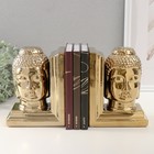 Держатели для книг керамика "Голова Будды" набор 2 шт золото 14,5х10х18,5 см - фото 9939516