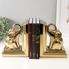 Держатели для книг керамика "Слоны" набор 2 шт золото 14,5х9х18 см - Фото 4