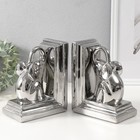 Держатели для книг керамика "Слоны" набор 2 шт серебро 14,5х9х18 см - Фото 2