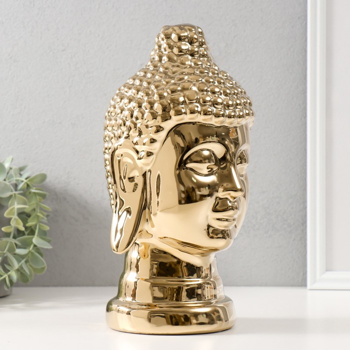 Сувенир керамика "Голова Будды" золото 15х15х29 см