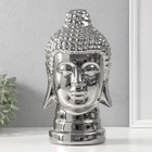 Сувенир керамика "Голова Будды" серебро 15х15х29 см - фото 321631221