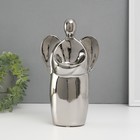 Подсвечник керамика на 1 свечу "Ангел" d=3,5 см серебро 14х9,5х25 см - фото 306039919